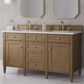 James Martin Brittany 60" Double Bathroom Vanity in Pecan with 3 cm White Zeus Silestone Top and Rectangular Sinks, , large