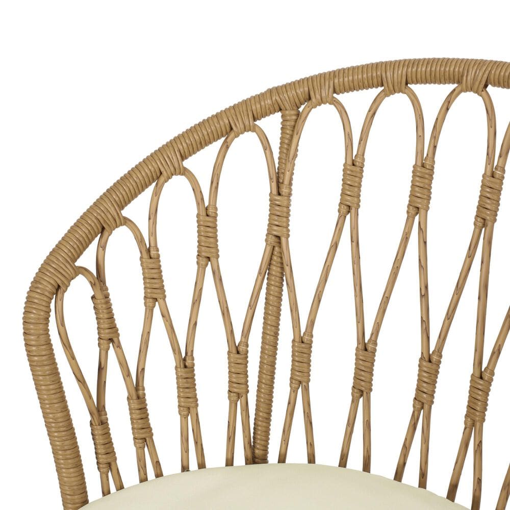 Hearth and Haven Tavon Outdoor Chair with Beige Cushion in Light Brown &#40;Set of 2&#41;, , large