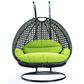 Leisuremod Patio 2-Seat Hanging Egg Swing Chair with Light Green Cushion in Charcoal, , large