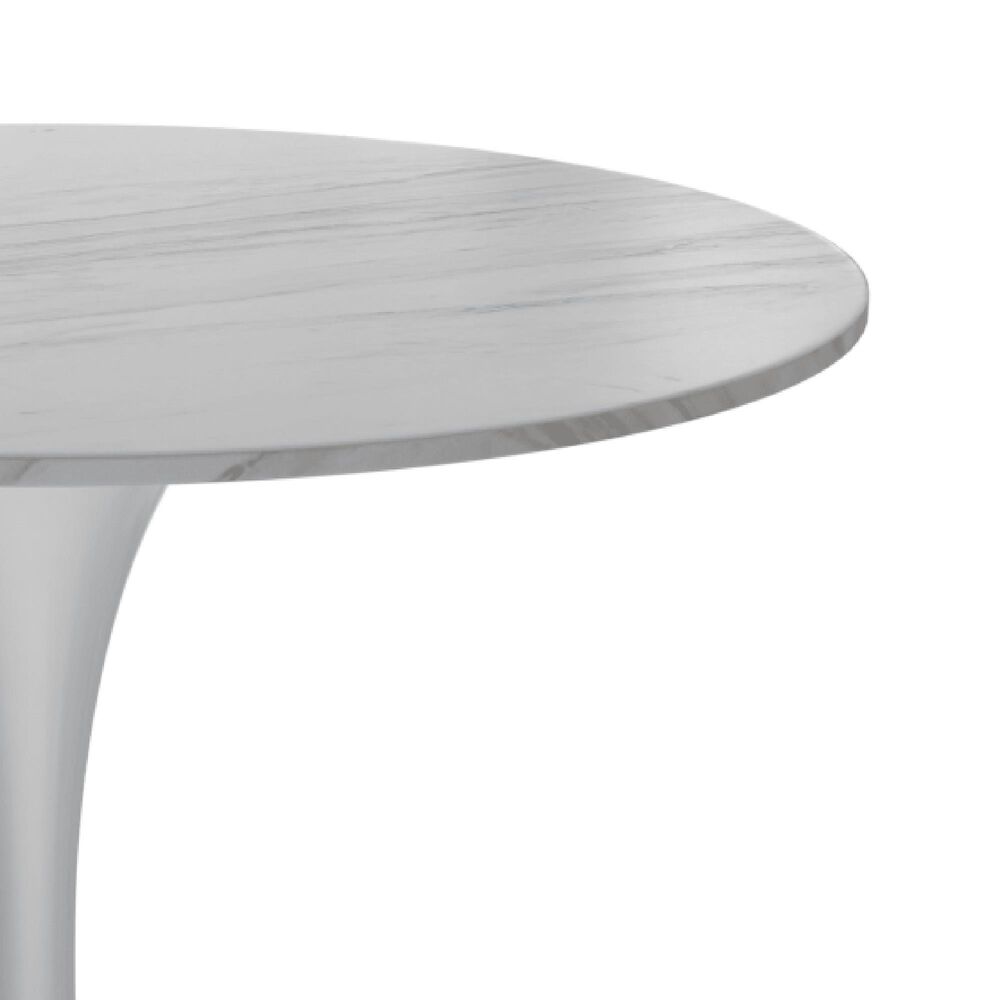 Leisuremod LeisureMod Verve Collection 36 Round Dining Table, White Base with Sintered Stone White Top, , large