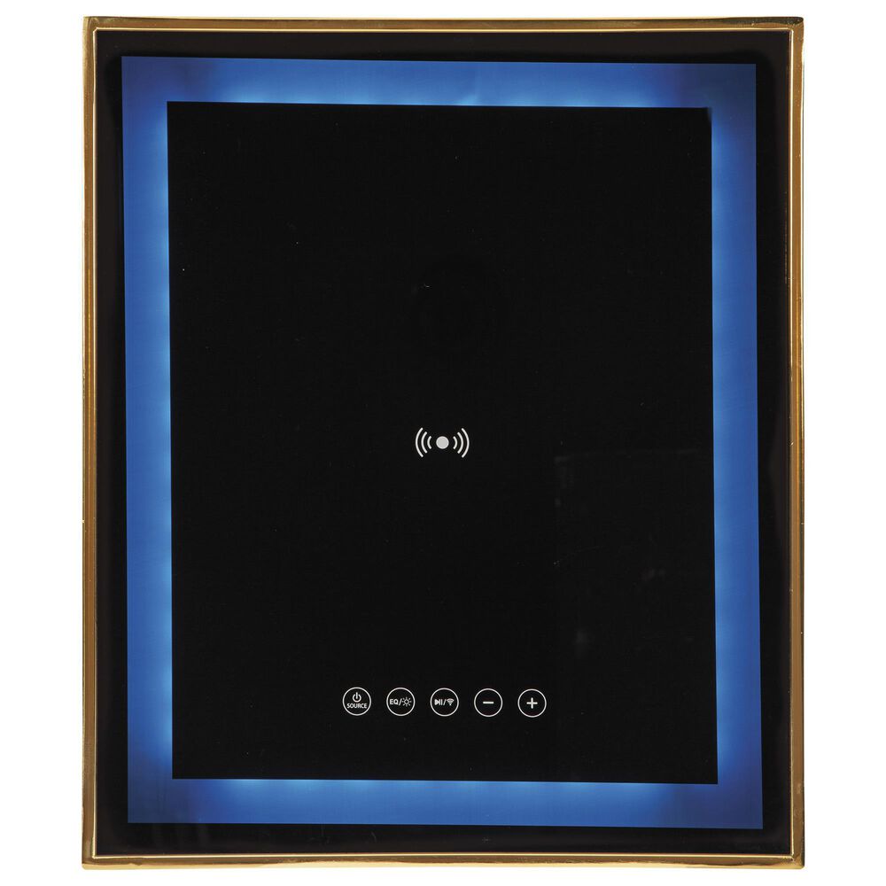Ashley Rexwell Accent End Table with Speaker in Black and Gold, , large