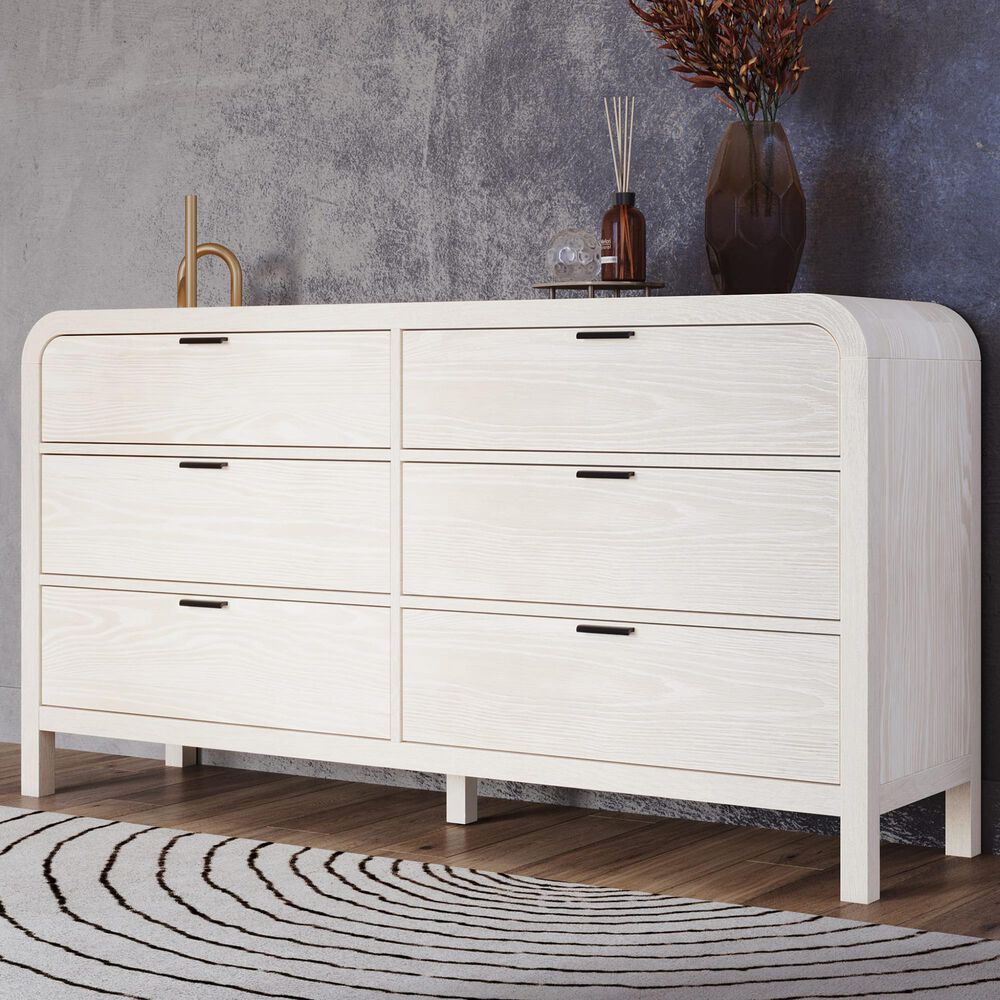 Urban Home Drake 6-Drawer Dresser in White, , large