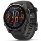 Garmin Fenix 8 Sapphire AMOLED Smartwatch 43mm Carbon Gray DLC Titanium Case with Black and Pebble Gray Silicone Band, , large
