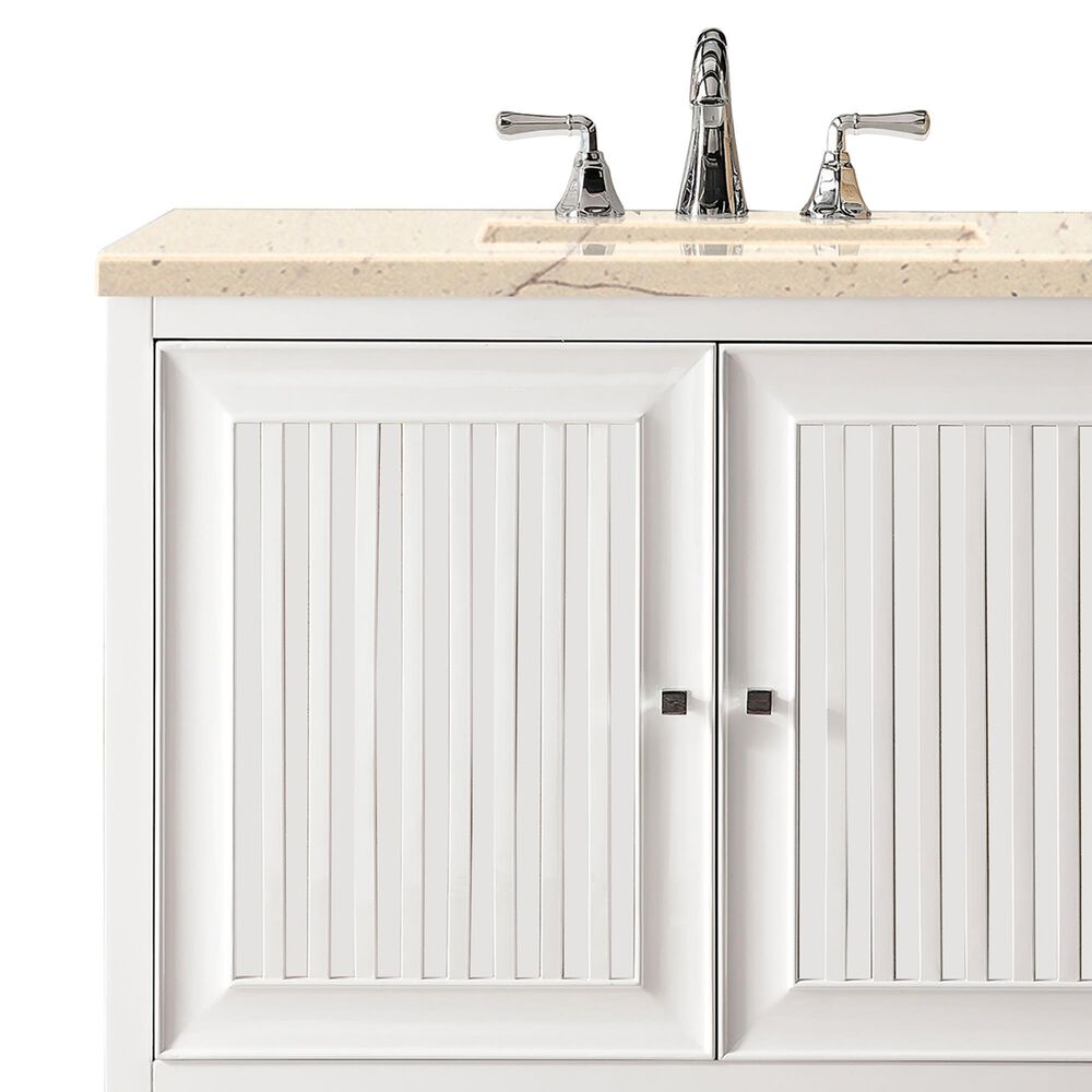 James Martin Vanities Athens 36&quot; Single Bathroom Vanity in Glossy White with 3 cm Carrara White Marble Top and Rectangular Sink, , large