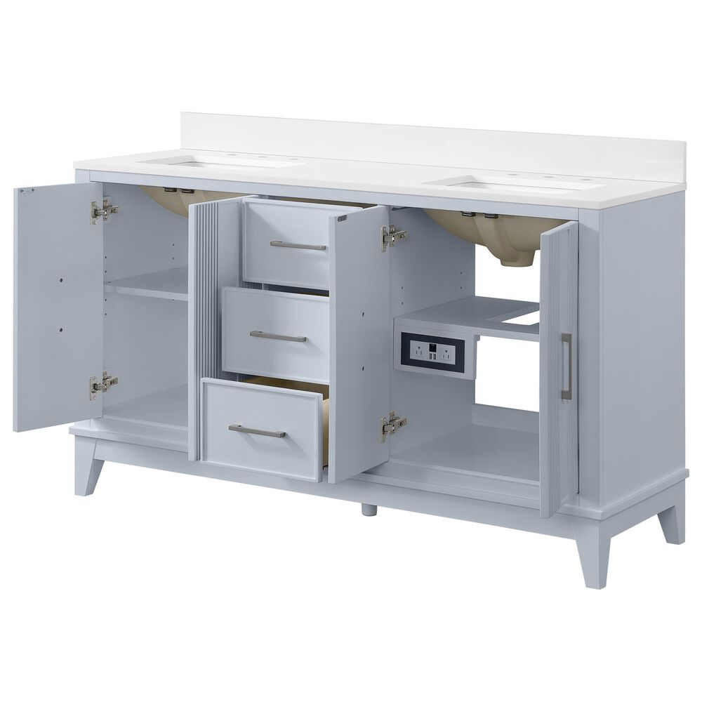 37B Fenwick 60" Double Bathroom Vanity in Soft Blue with Glossy White Composite Stone Top and Backsplash, , large