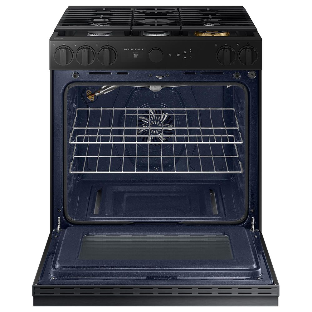 Samsung Bespoke Bespoke 6.0 Cu. Ft. Smart Slide-In Gas Range with Non-stick Griddle and 18K BTU Brass Burner in Matte Black Steel, , large