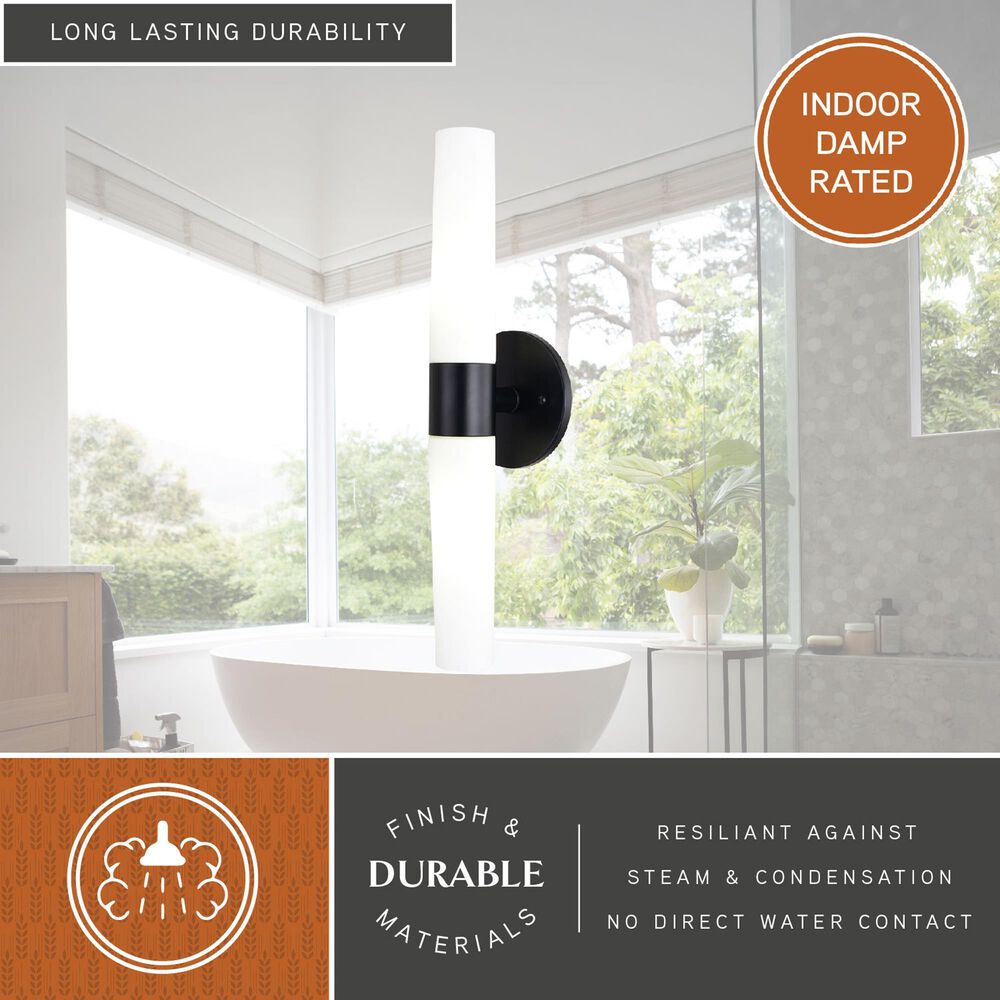 Vaxcel Elliot 2-Light Bathroom Vanity in Matte Black, , large