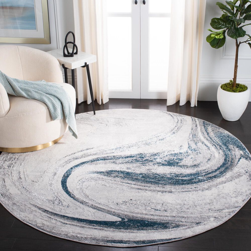Safavieh Orchard 6&#39;7&quot; Round Grey and Blue Area Rug, , large