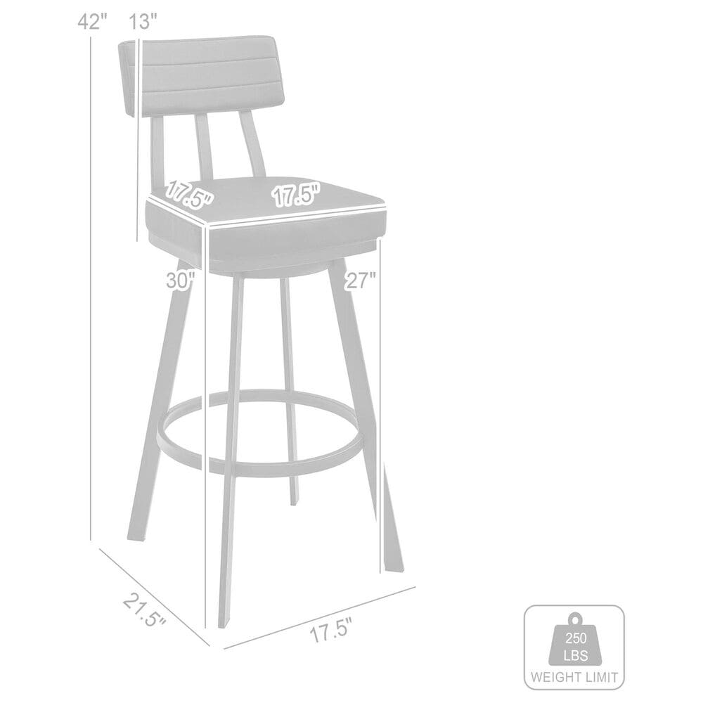 Blue River Benjamin 30&quot; Swivel Bar Stool in Black, , large