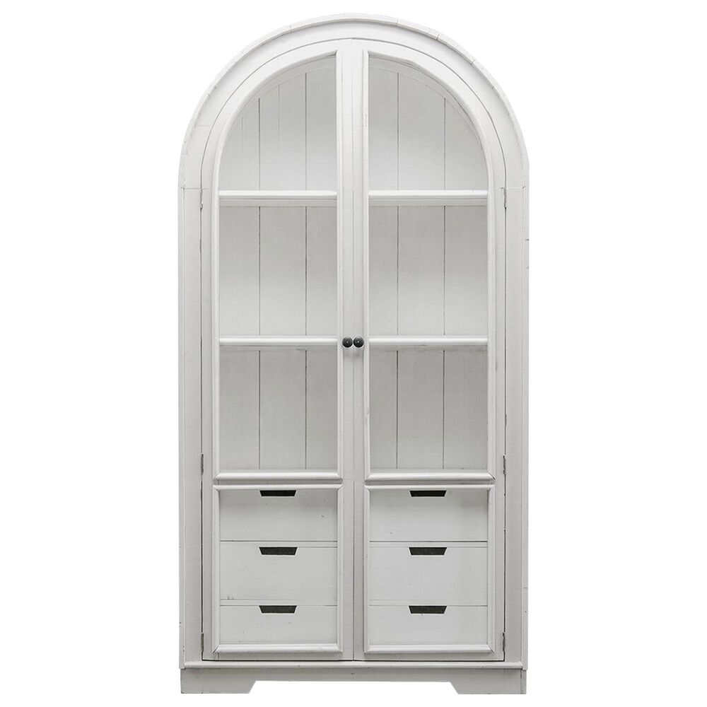 Rustic Imports Julia Curved 6-Drawer Hutch in Aged Grey and White, , large