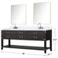 Lexora Home Norwalk 80" Double Bathroom Vanity in Black Oak with White Carrara Marble Top and Rectangular Sinks, , large