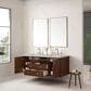 James Martin Vanities Amberly 60" Double Bathroom Vanity in Mid-Century Walnut with 3 cm Victorian Silver Quartz Top and Rectangular Sinks, , large