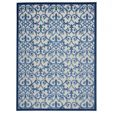 Nourison Aloha Damask 9"6" x 13" Grey and Blue Indoor/Outdoor Area Rug, , large