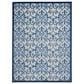 Nourison Aloha Damask 9"6" x 13" Grey and Blue Indoor/Outdoor Area Rug, , large
