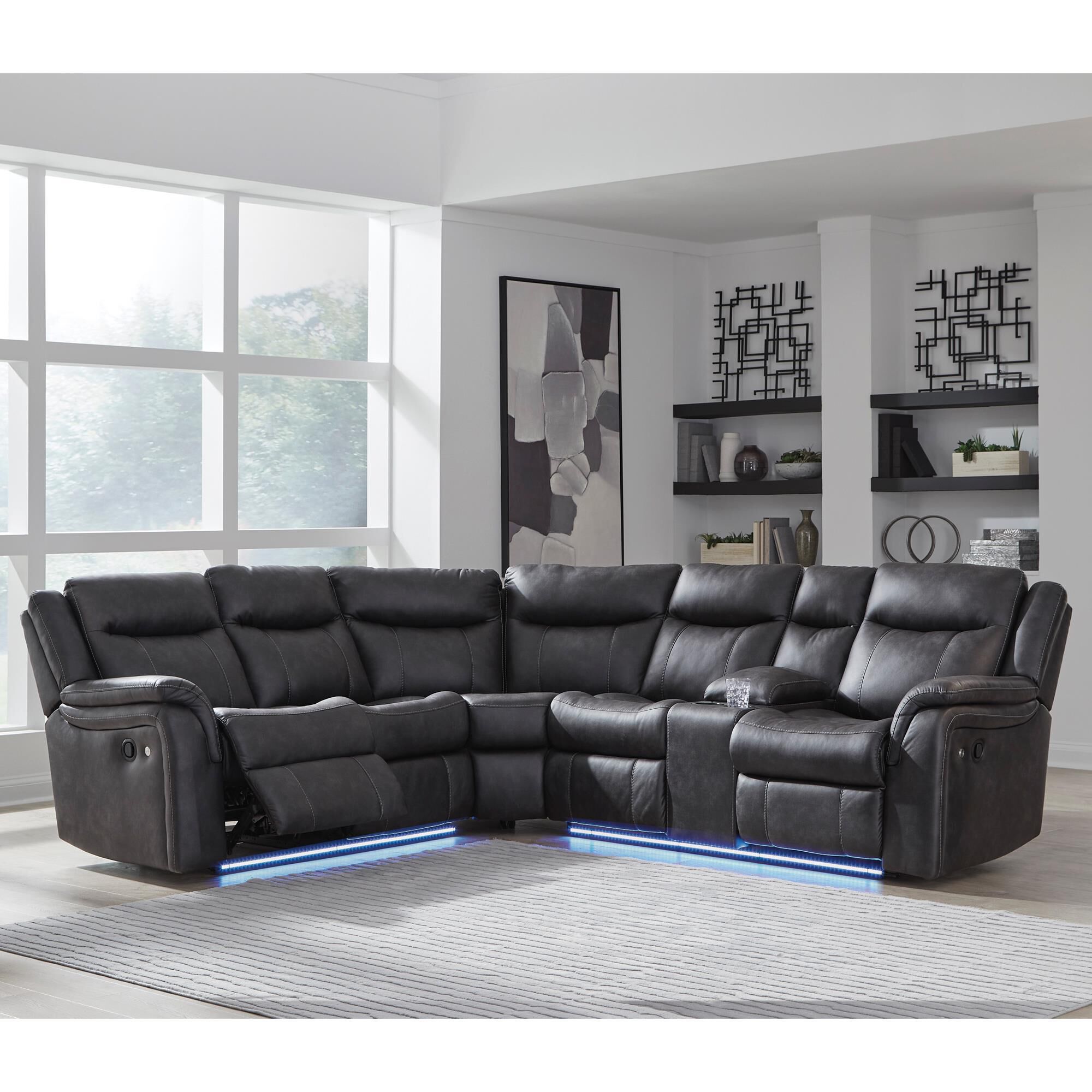Ashley Sultan Meadow 2-Piece Manual Reclining Sectional in Carbon