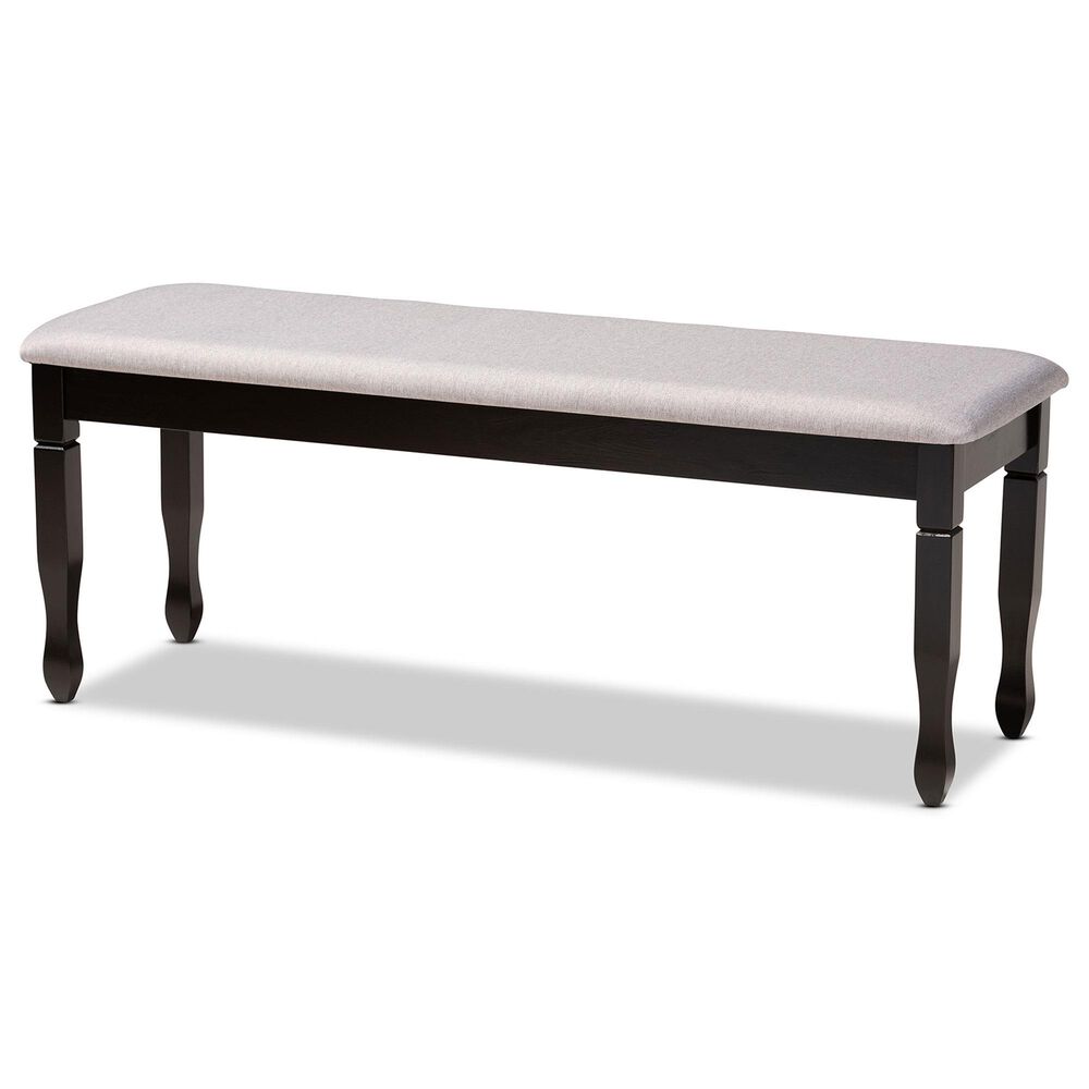 Baxton Studio Corey Dining Bench with Grey Cushion in Dark Brown, , large