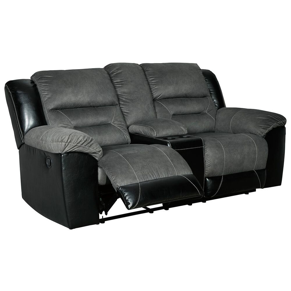 Signature Design by Ashley Earhart Manual Reclining Loveseat with Console in Slate, , large
