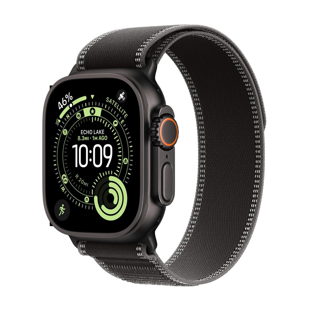 Apple Watch Ultra 3 (GPS+Cellular) 49mm Black Titanium Case with Black/Charcoal Trail Loop - M/L - Black - (2025)(Pre-Order), , large