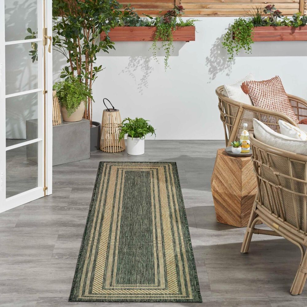 Nourison Horizon HOZ03 Green 2&#39; x 6&#39; Indoor/Outdoor Runner, , large