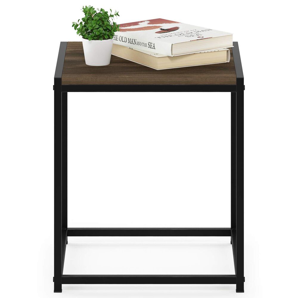HOMLUX 1-Tier End Table in Columbia Walnut and Black, , large