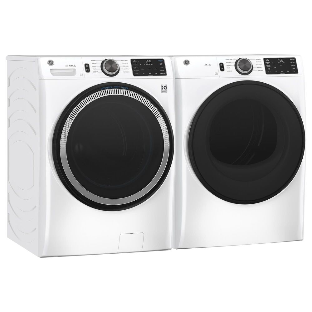 GE Appliances 4.8 Cu. Ft. Front Load Washer and 7.8 Cu. Ft. Electric Dryer Laundry Pair in White, , large