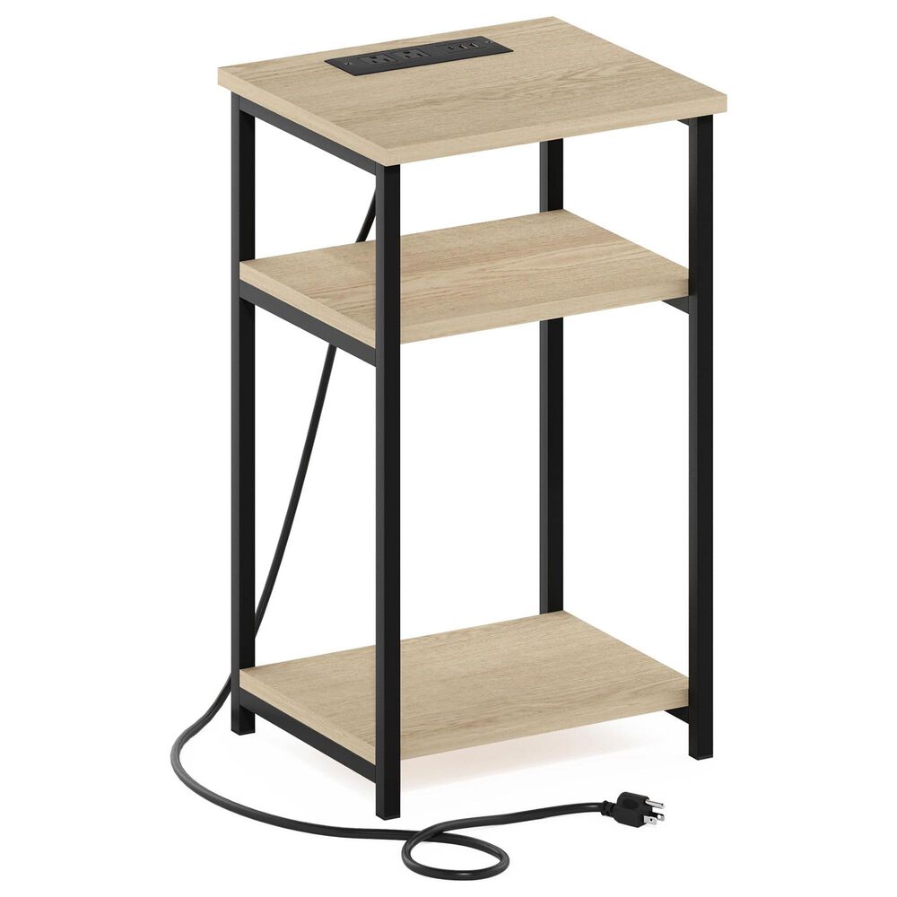 HOMLUX 22.7" 3-Tier End Table in Bauhaus Oak and Black, , large