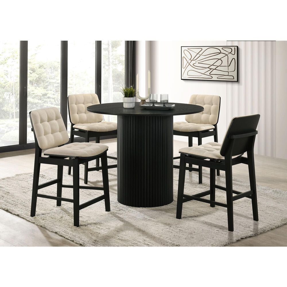 Pacific Landing Hamlyn Round Counter Height Dining Table in Black - Table Only, , large