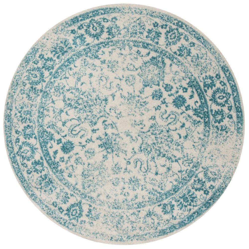 Safavieh Adirondack ADR109D 6" Round Ivory and Teal Area Rug, , large