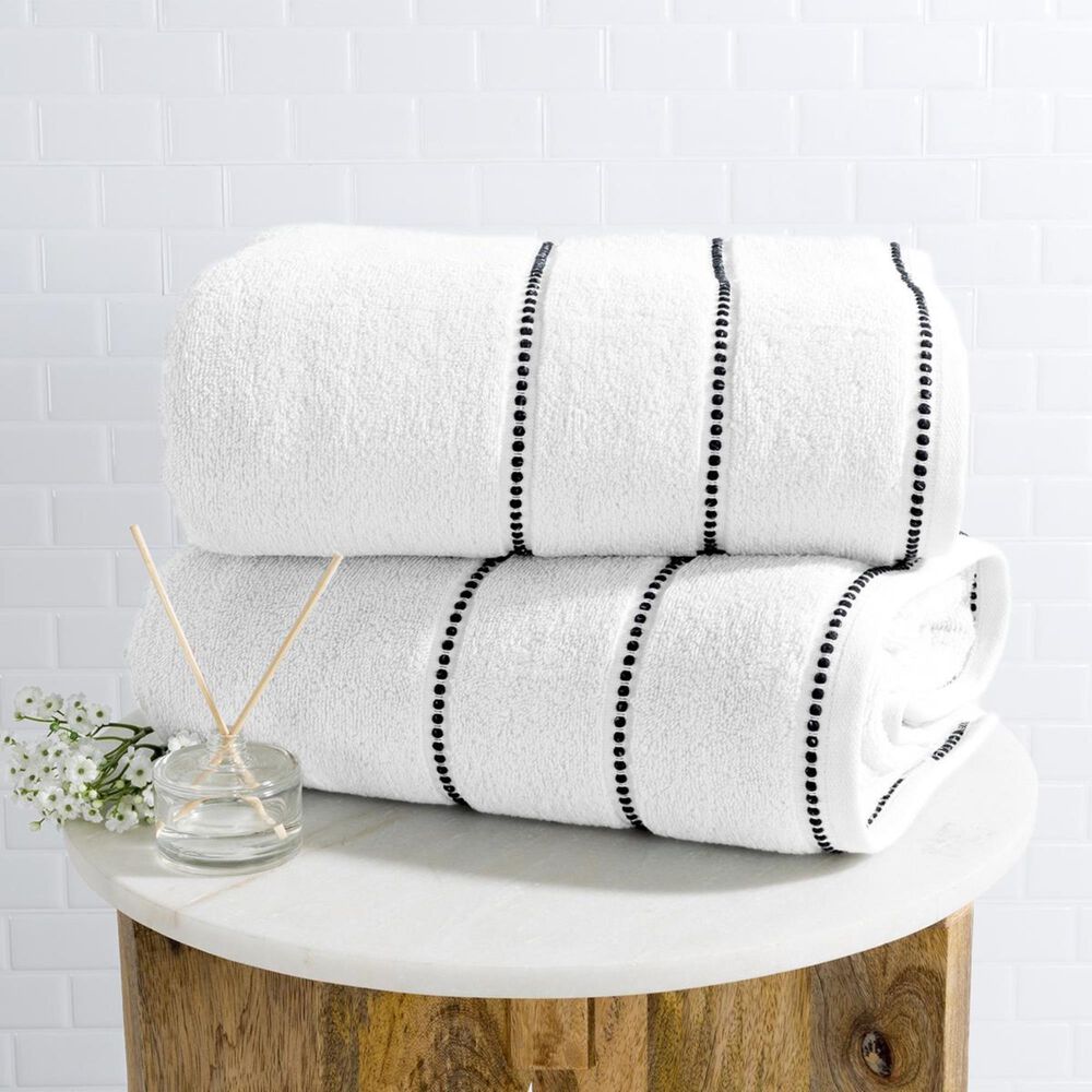 Timberlake Lavish Home Zero Twist 2-Piece Towel Set in White and Black, , large