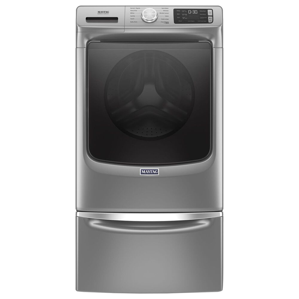 Maytag 4.8 Cu. Ft. Front Load Washer and 7.3 Cu. Ft. Gas Dryer Laundry Pair with Pedestal in Metallic Slate, , large