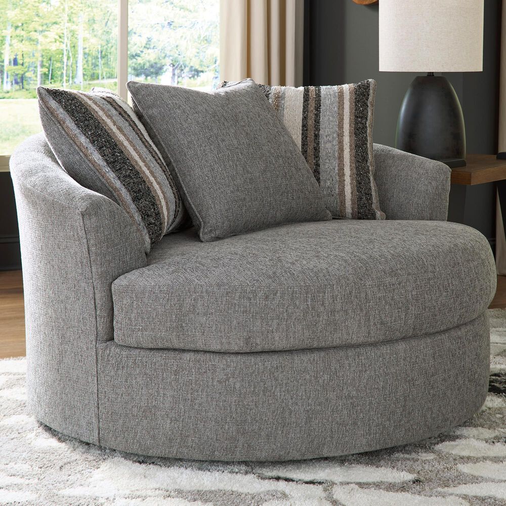 Ashley Creston Heights Oversized Swivel Accent Chair in Smolder, , large