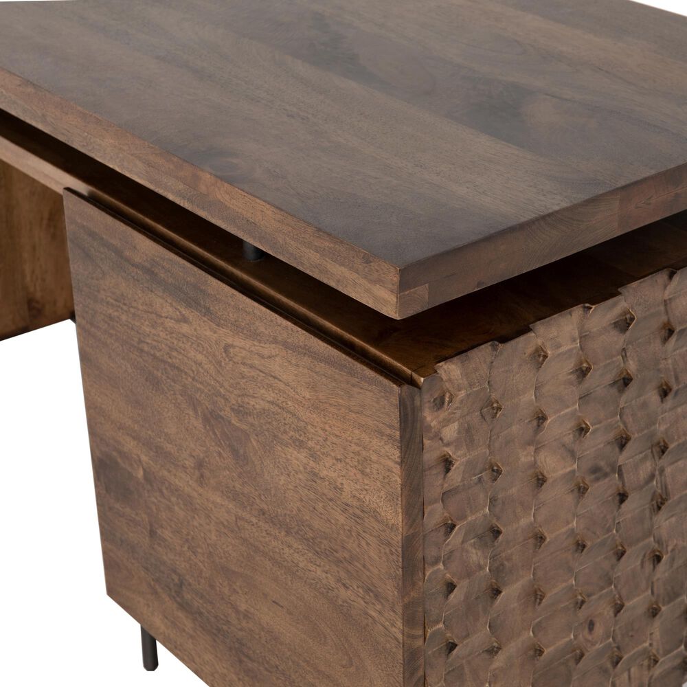 Four Hands Fallon Raffael Desk in Antique Brown and Gunmetal, , large