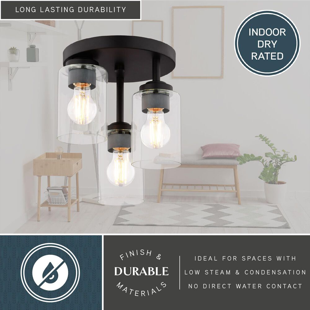 Vaxcel Park Ridge 3-Light Flush Mount in Matte Black, , large