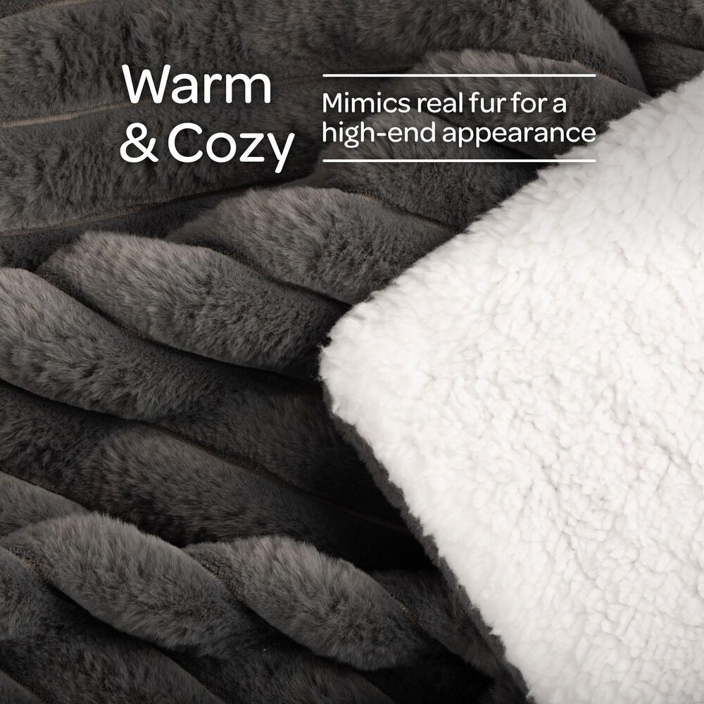 Timberlake 60" x 70" Faux Fur Throw Blanket in Gray, , large