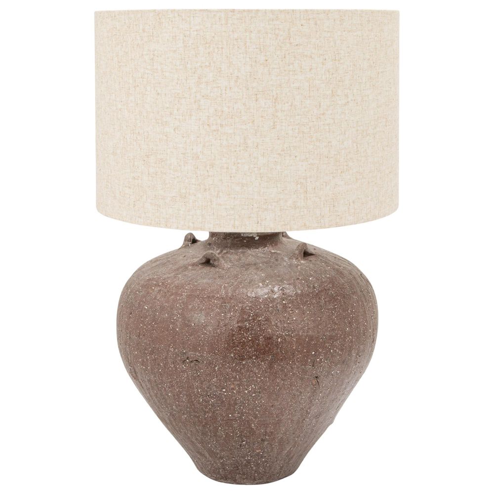 Creative Coop Textured Stoneware Table Lamp in Brown, , large