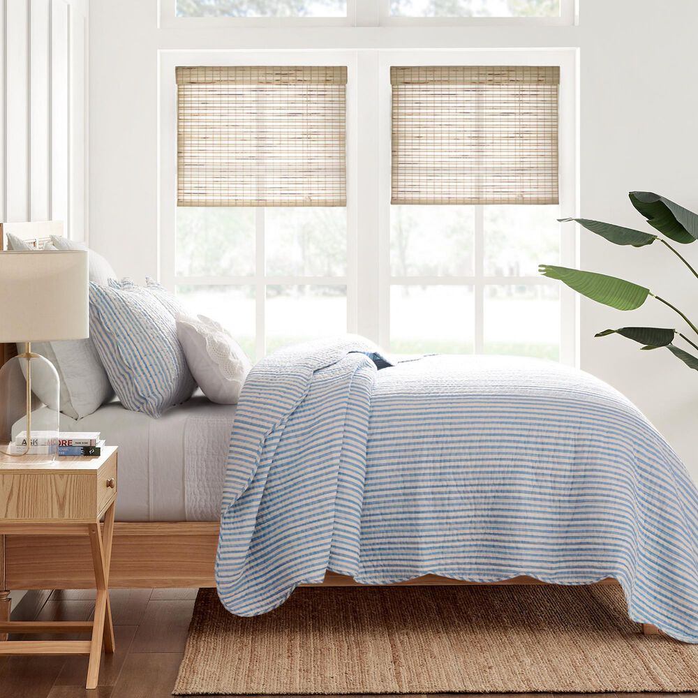 Levtex Martha Stripe 3-Piece King Quilt Set in Blue and White, , large