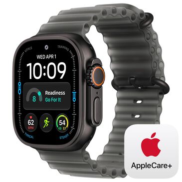Apple Watch Ultra 4 (GPS + Cellular) 49mm Black Titanium Case with Translucent Black Ocean Band and 2-Year AppleCare+, , large