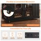 HOMLUX 54" Mobile Kitchen Island with Glass Door Storage in Walnut and Black, , large