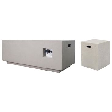 Noble House Mayfair Rectangular Patio 40000 BTU Fire Pit in Light Gray, , large