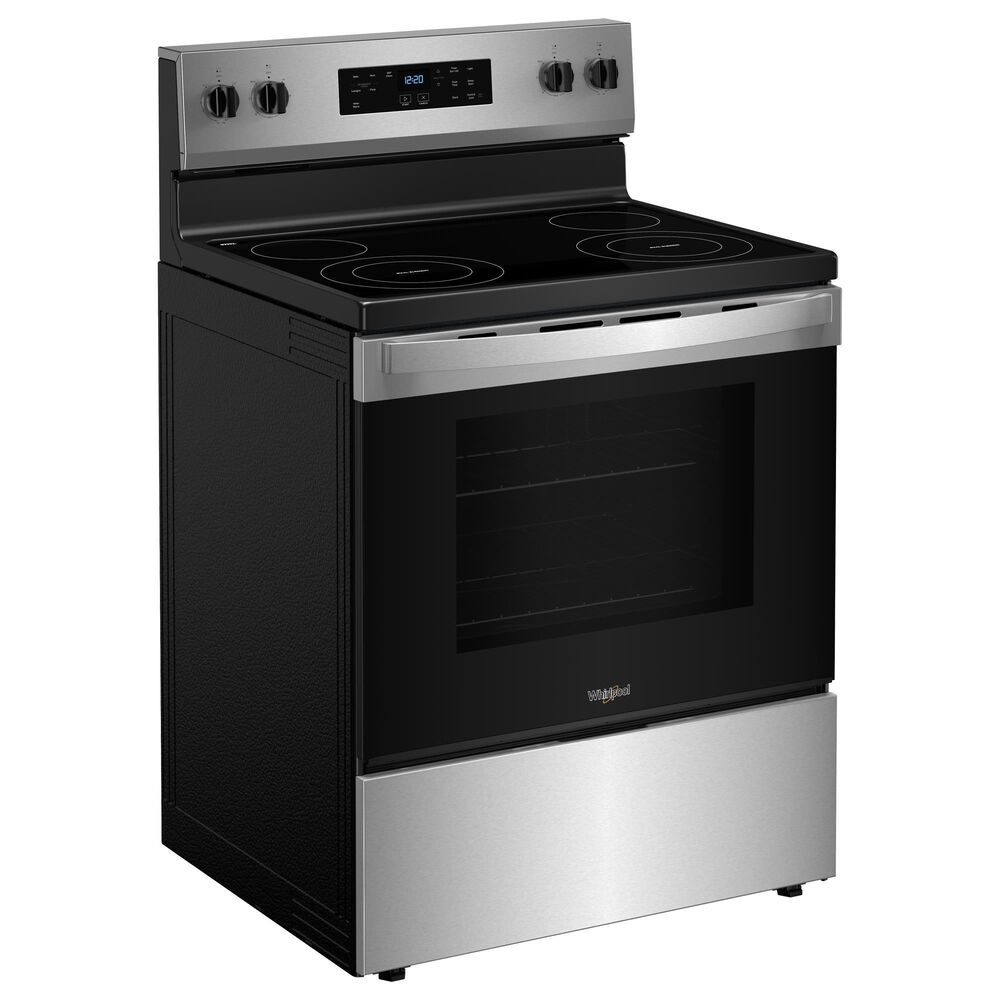 WHIRLPOOL 4-Piece Kitchen Package with 18.25 Cu. Ft. Top-Freezer Refrigerator and 5.3 Cu. Ft. Electric Range in Stainless Steel, , large
