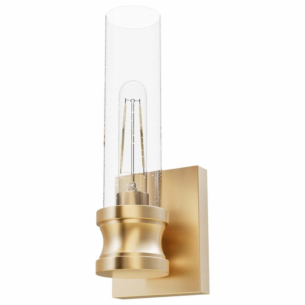 Hunter Lenlock 1-Light Wall Sconce with Seeded Shade in Alturas Gold, , large