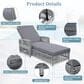 Hearth and Haven GO Outdoor Long Reclining Chaise Lounge with Armrests and Adjustable Backrest in Grey, , large