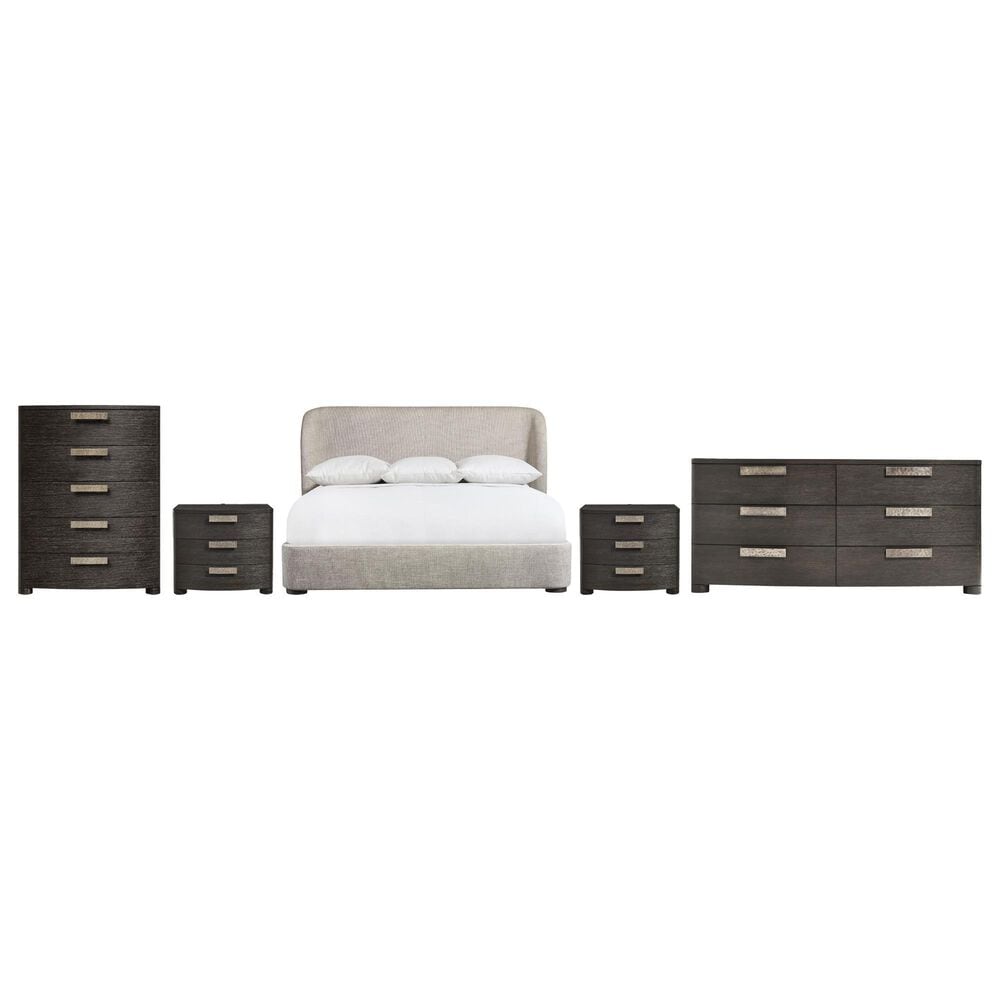 Bernhardt Geneve King Upholstered Wingback Bed with Dresser, Chest, and Two Nightstands in Robor, , large