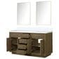 Lexora Home Abbey 60" Double Bathroom Vanity in Grey Oak with 2 cm White Cultured Marble Top, Rectangular Sinks and 28" Mirrors, , large