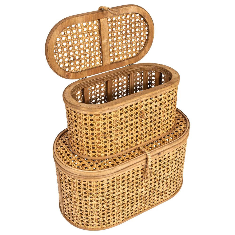 Creative Coop 2-Piece Modern Decorative Storage Box Set in Natural, , large