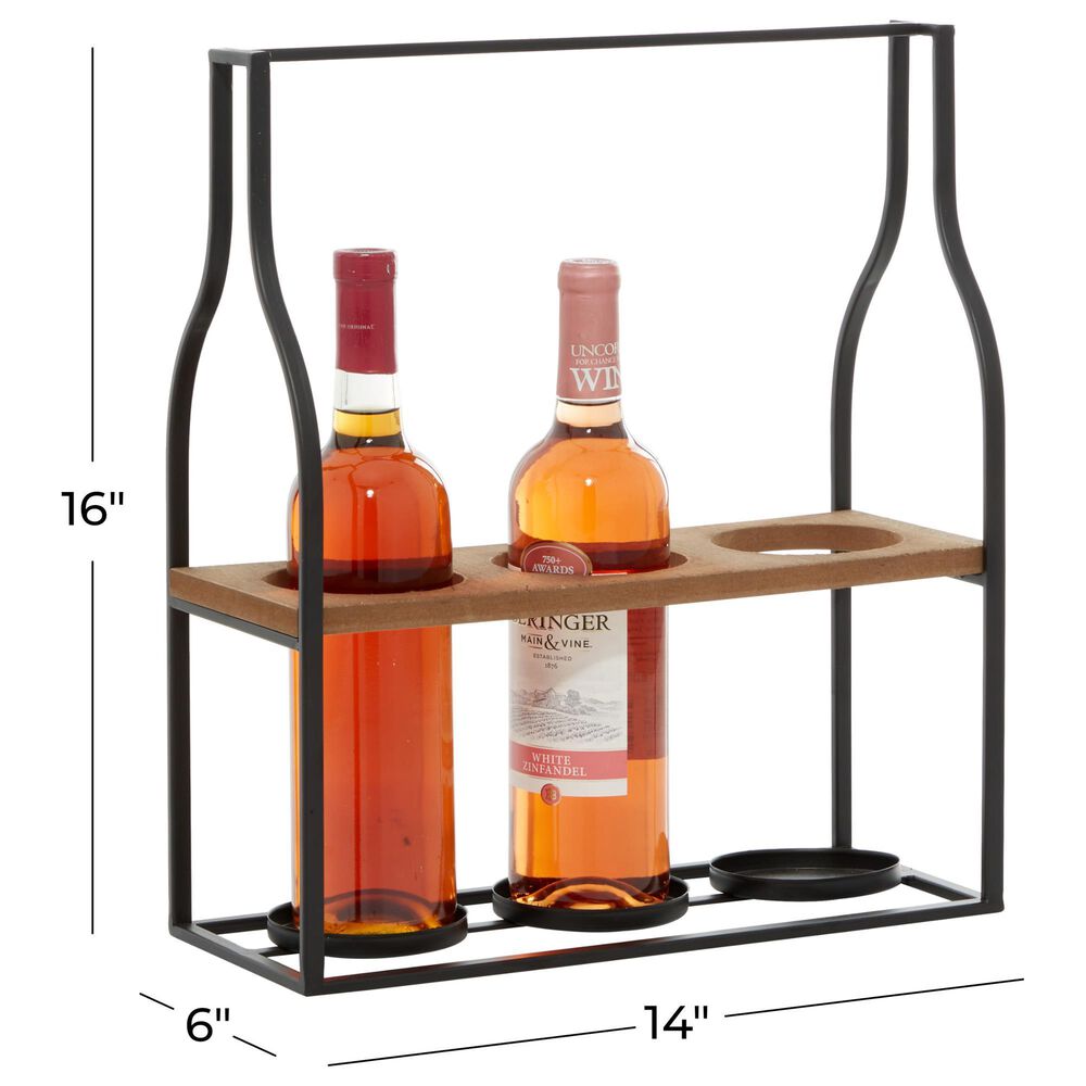 Maple and Jade 16&quot; Farmhouse Metal Wine Holder in Black, , large