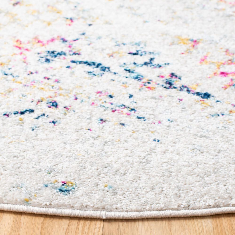 Safavieh Tulum TUL272 6'7" Round Ivory and Blue Area Rug, , large