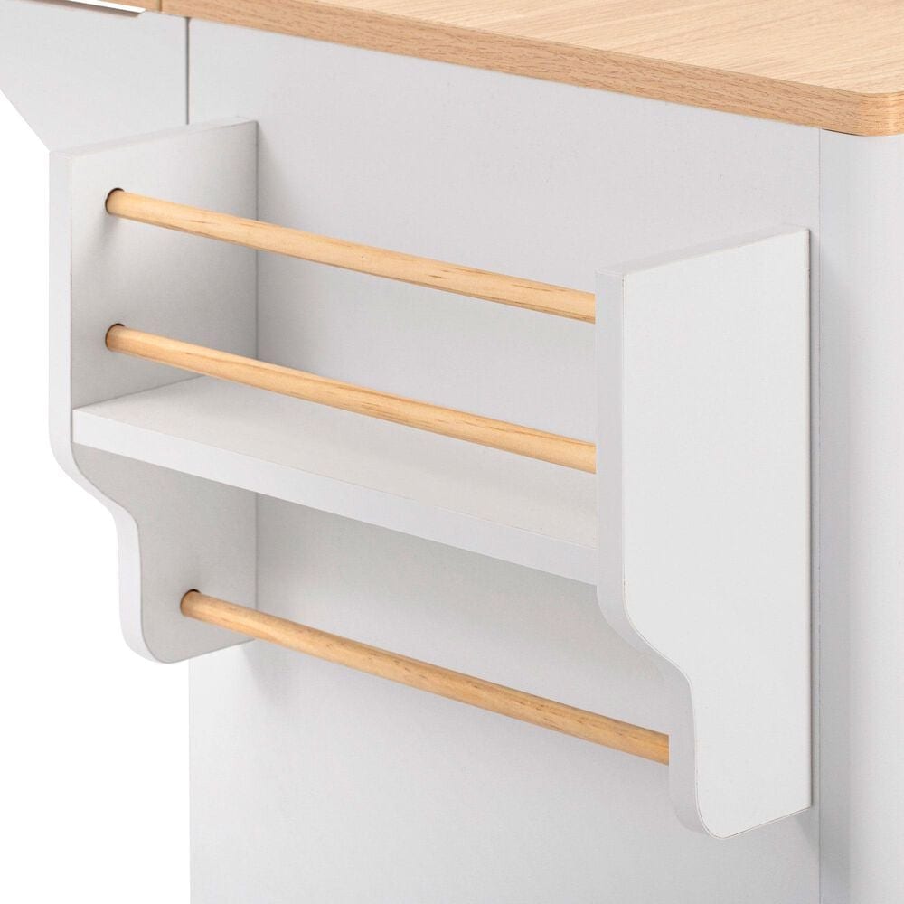 HOMLUX 56" Kitchen Island with Drop Leaf in White, , large