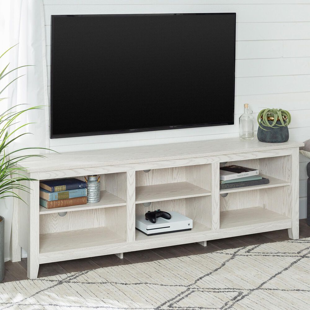 Walker Edison Essential 70&quot; TV Stand in White Wash, , large