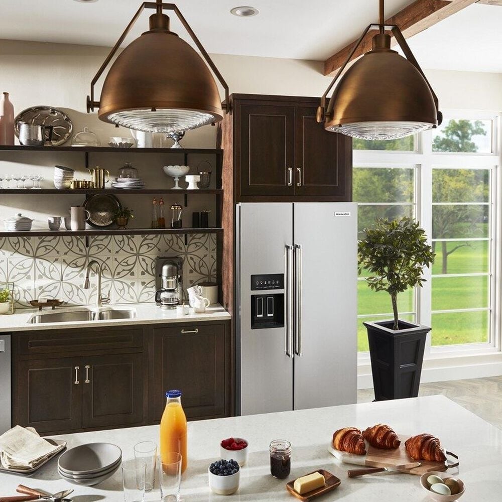 KitchenAid 24.8 Cu. Ft. Side-by-Side Refrigerator with Exterior Ice and Water in Stainless Steel with PrintShield Finish, , large